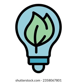 Eco bulb icon outline vector. Ecology energy. Water leaf color flat