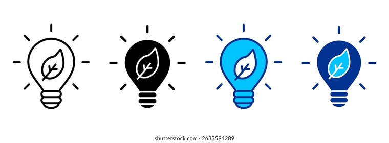 Eco Bulb Icon Set Multiple Style Vector Illustration