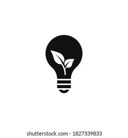 Icono de bombilla ecológica para tu sitio web, logotipo, aplicación, interfaz de usuario, impresión de producto. Icono de ilustración de vector de silueta plana de concepto de bombilla ecológica