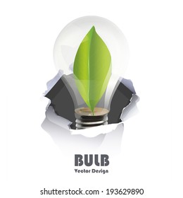 Eco Bulb inside hole paper over white background