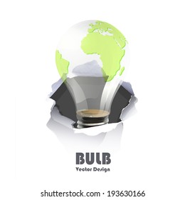 Eco Bulb inside hole paper over white background
