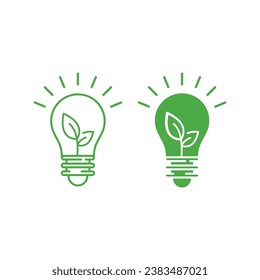 Eco bulb lamp, bulb lamp and leaf, sustainable ecological energy icon. Vector illustration design.