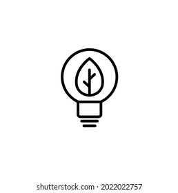 Eco bulb, eco lamp, lightbulb and leaf simple thin line icon vector illustration
