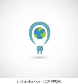 Eco bulb light icon vector