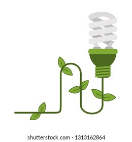 eco bulb light with leaves