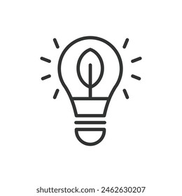 Eco bulb, in line design. Eco, bulb, light, energy, efficient, green, sustainable on white background vector. Eco bulb editable stroke icon.