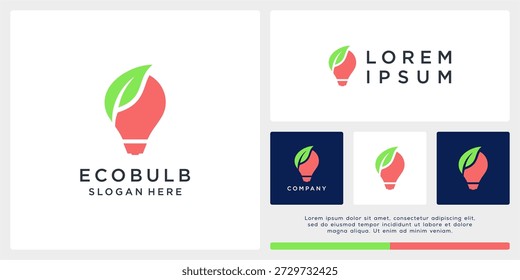 Modelo de design de logotipo de lâmpada ecológica com folha.