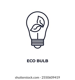 eco bulb outline icon. Linear vector from ecology concept. Thin line eco bulb icon isolated on white background