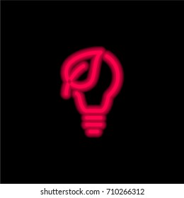 Eco bulb red glowing neon ui ux icon. Glowing sign logo vector