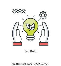 Ilustración de diseño de iconos de esquema rellenado por el vector de bombilla ecológica. Símbolo ecológico sobre el fondo blanco Archivo EPS 10