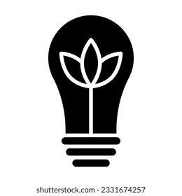 Eco Bulb Vector Glyph Icon For Personal And Commercial Use.

