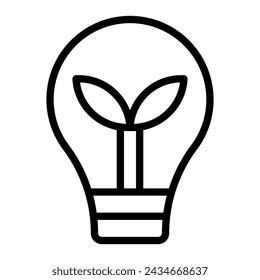 Eco Bulb Vector Line Icon Design