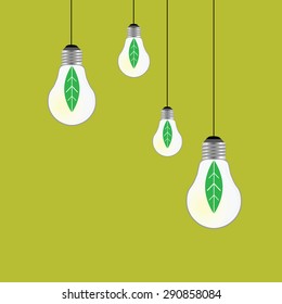 eco bulb vector on green background