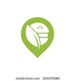 Eco burger vector logo design. Burger vegan logo template.