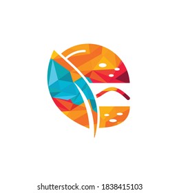 Eco burger vector logo design. Burger vegan logo template.	
