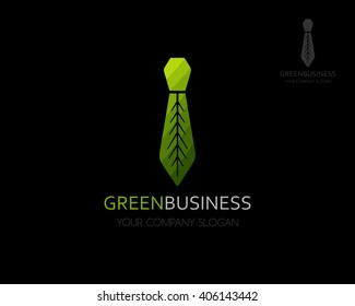 Eco business logo template. Green leaf as tie.
