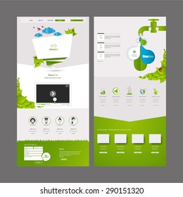 Eco Business One page website design template. Vector 