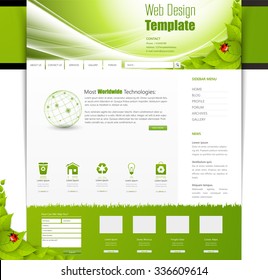 Eco Business One page website design template. Vector 