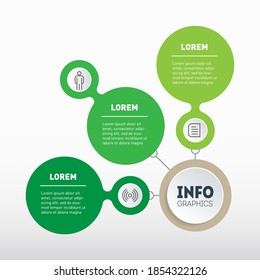 Eco Business presentation with three options. Infographic of green technology or education process with 3 steps. Web Template of a sales pipeline, info chart or diagram. Annual report.