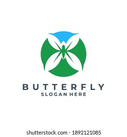 
Eco butterfly leaf logo design. animal icon vector 