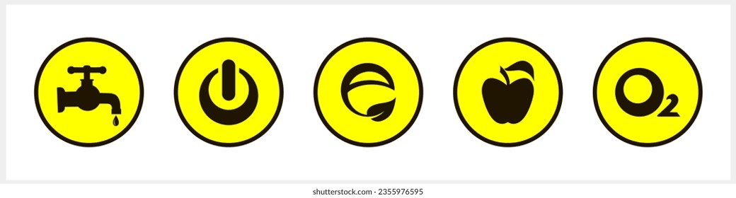 Eco button set clipart isolated Stencil icon Vector stock illustration. EPS 10