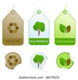 Eco buttons and stickers.