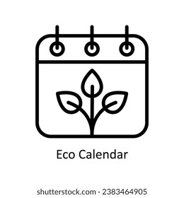 Eco Calendar vector outline  Design illustration. Symbol on White background EPS 10 File 
