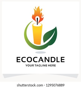 Eco Candle Logo Design Template Inspiration