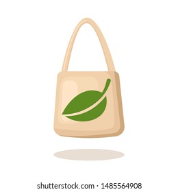 Eco canvas bag isolated on white background. Vector flat design