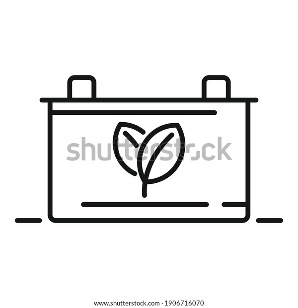 Eco car battery icon.\
Outline eco car battery vector icon for web design isolated on\
white background