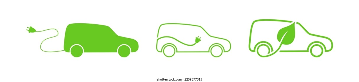 Eco car. Car charging at the charger station. Ecology transport concept vector illustration.