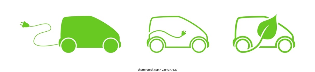 Eco car. Car charging at the charger station. Ecology transport concept vector illustration.