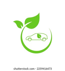 Eco car. Car charging at the charger station. Ecology transport concept vector illustration.