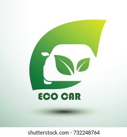 Eco car concept green drive with leaf symbol, vector illustration