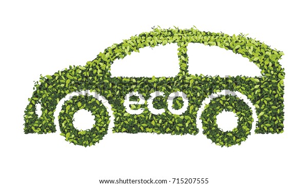 Eco car concept with recycle icon of leaf.\
stock vector illustration.
