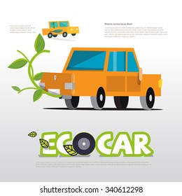 Eco car concept with typographic - vector illustration