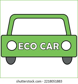 Eco car. Cute green car logo. Ecological transport sign. Transport on alternative energy