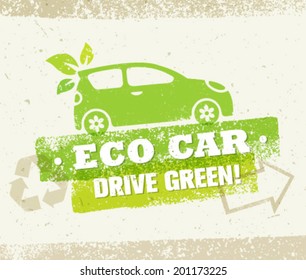 Eco Car Drive Green Vector Natural Friendly Concept