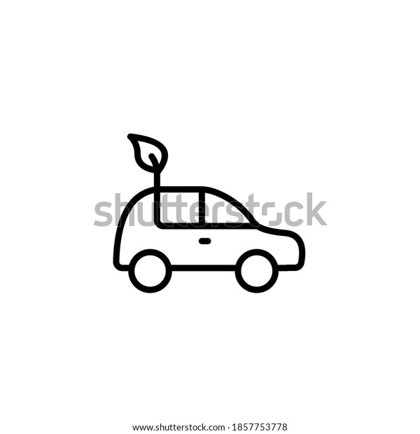 Eco car, ecology car, electric car simple\
thin line icon vector\
illustration