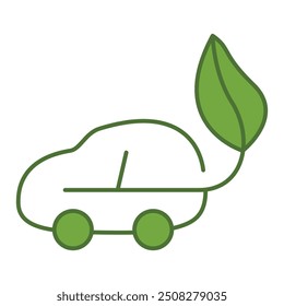 Eco Car Editable Line Icons. Green Technology, Net Zero, Carbon Neutral and Environmental Sustainability Concept in Minimal Style. Thin Outline Icons Collection