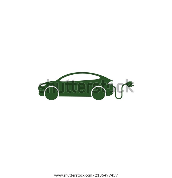 Eco car, electric car, EV car, green\
hybrid, eco friendly simple icon vector\
illustration