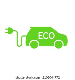 Eco car, Electric car with plug icon symbol, Green hybrid vehicles charging point logotype, Eco friendly vehicle concept, Vector illustration