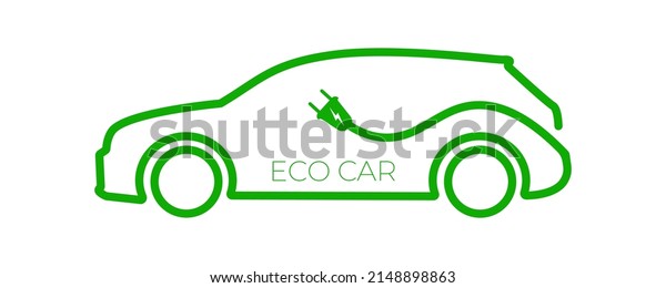 Eco car . Green avto. Electric car with plug icon\
symbol.Car with electric socket logo design . Logo . Vector\
illustation . 10 eps
