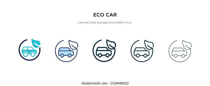 eco car icon in different style vector illustration. two colored and black eco car vector icons designed in filled, outline, line and stroke style can be used for web, mobile, ui