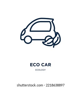 eco car icon from ecology collection. Thin linear eco car, electric, vehicle outline icon isolated on white background. Line vector eco car sign, symbol for web and mobile