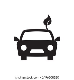 Eco car icon. flat simple pictogram. Green drive with leaf vector illustration