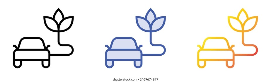 eco car icon. Linear, Blue Fill and Gradient Style Design Isolated On White Background