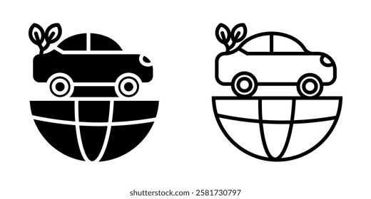 Eco Car icon set on white background