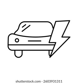 Eco Car Icon. Solar Energy, Solar Panel, Green Energy, Sun Energy, Solar Battery, Energy Saving, Solar House, Ecology, Electricity, Renewable Energies Editable Stroke Vector Illustration