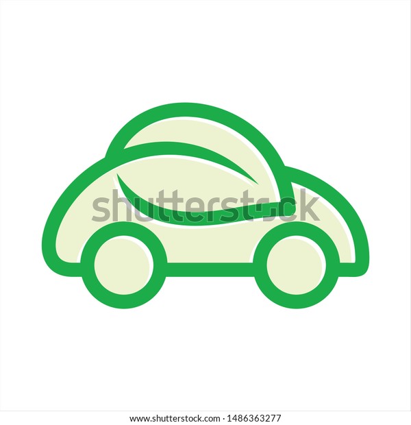 eco car and leaf\
symbol. Vector logo.